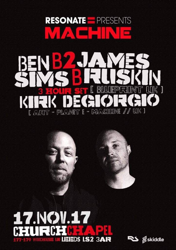 Resonate x Machine with Ben Sims B2B James Ruskin & Kirk Degiorgio - Página frontal