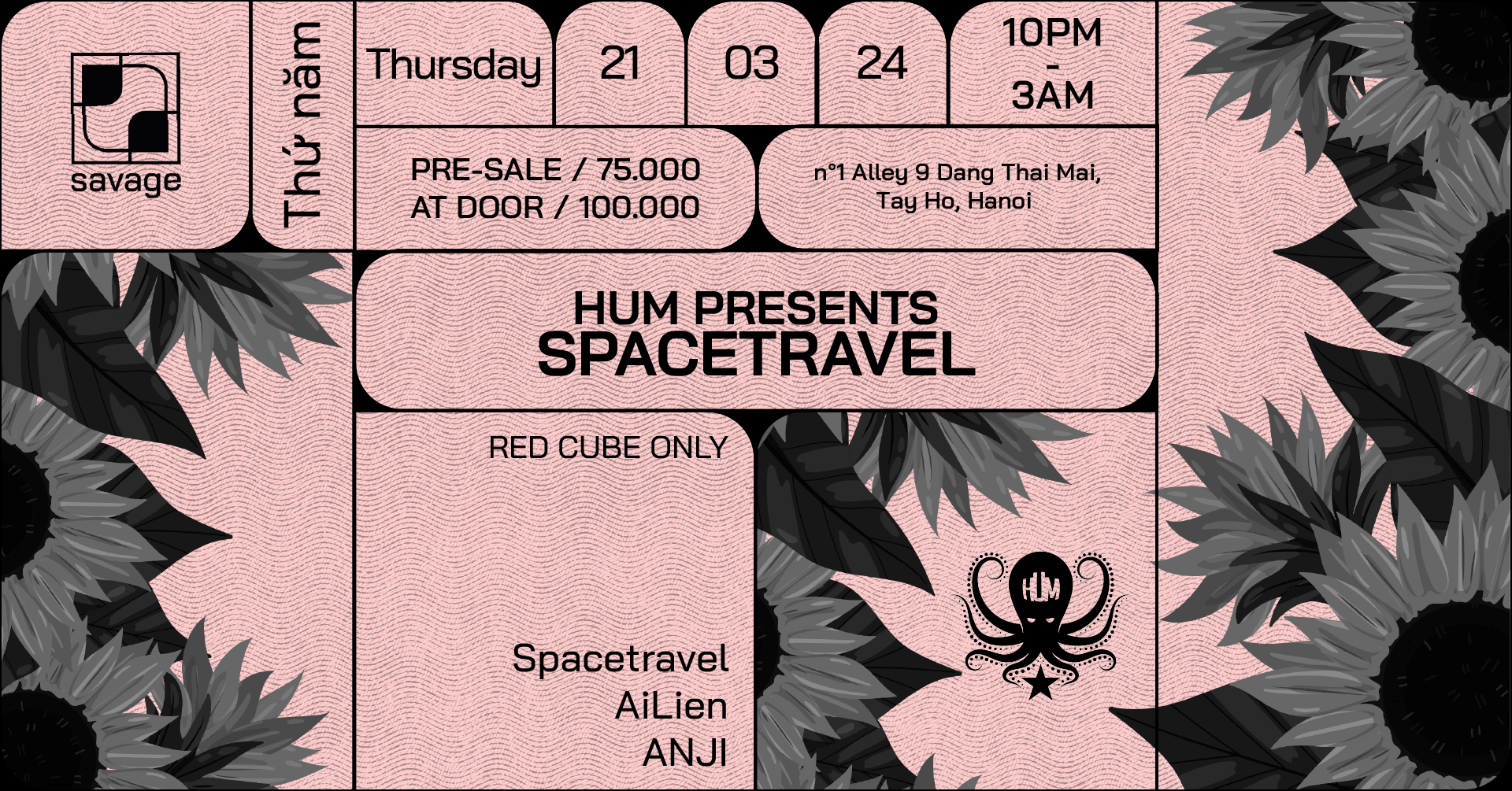 HUM presents Spacetravel - フライヤー裏