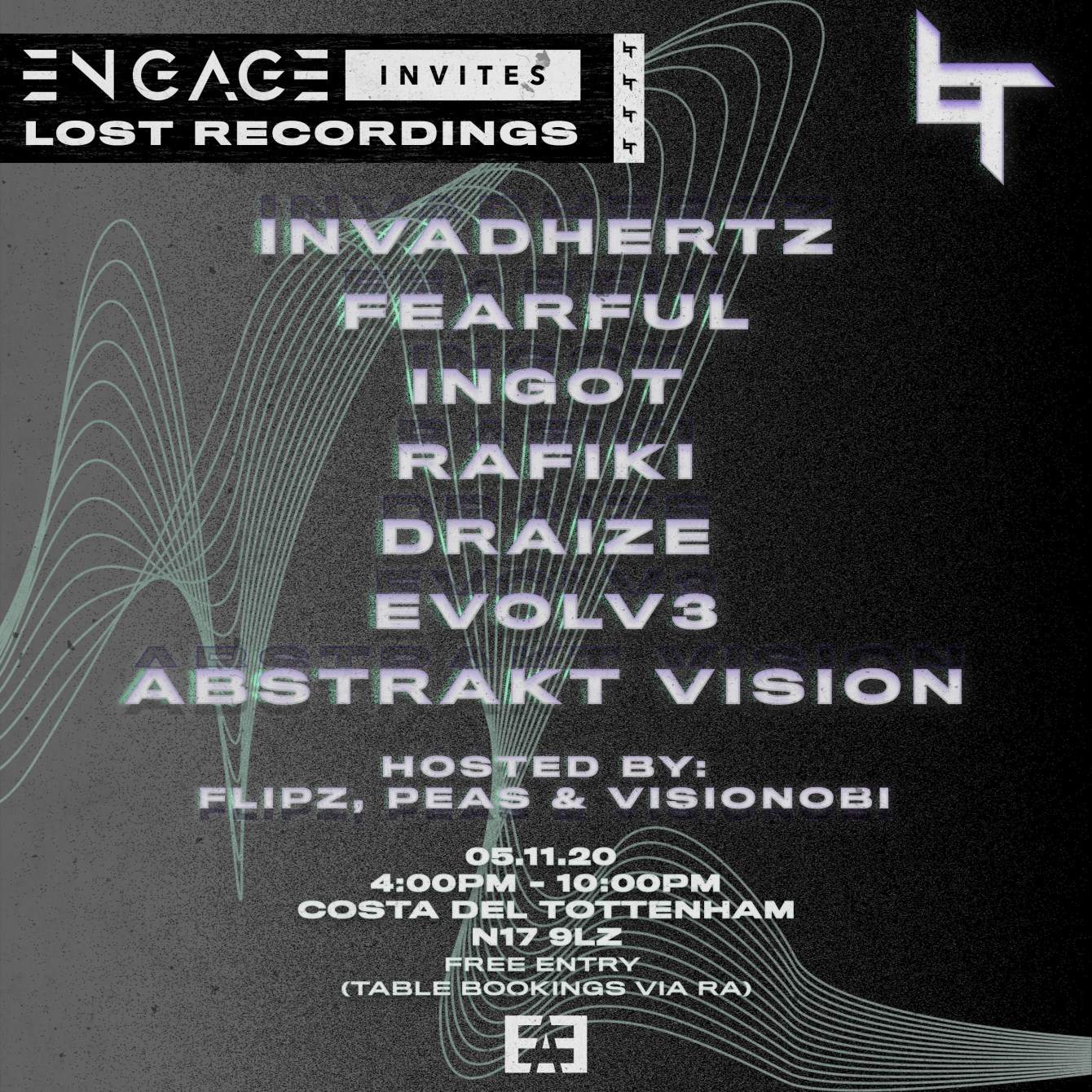 [POSTPONED] Engage Invites Lost Recordings with Invadhertz, Fearful, Ingot & More - Página frontal