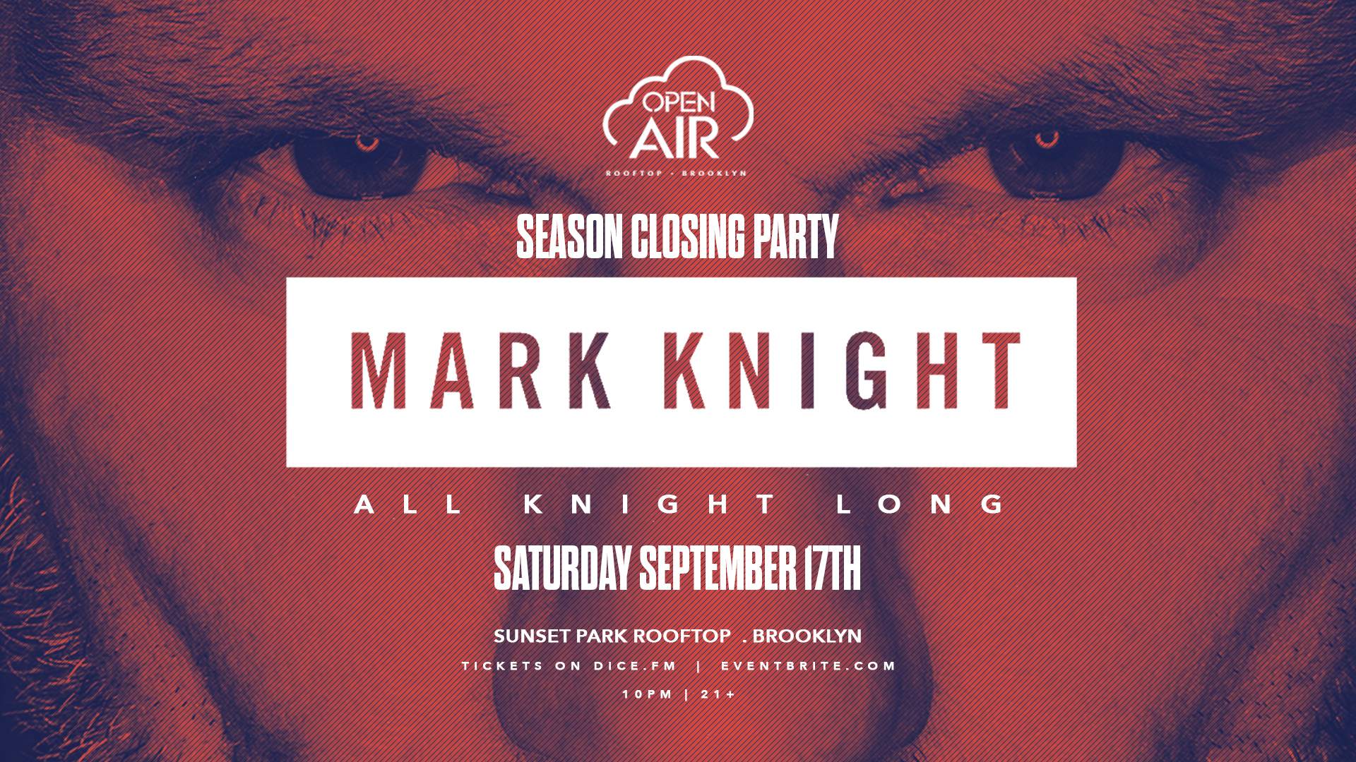 Mark Knight All Night Long - Open Air Brooklyn - Summer Closing Party - フライヤー表