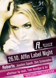 Affin Labelnight - Roberto, Joachim Spieth, Dirk Schoenhoefer - フライヤー表
