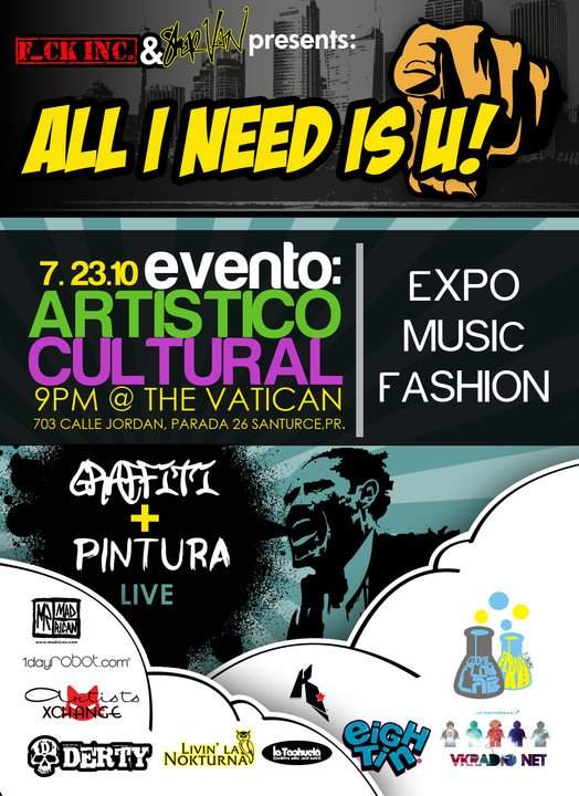 Evento Artistico Cultural: All I Need Is U - フライヤー表