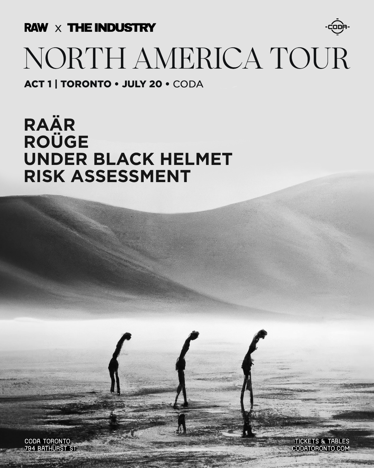 RAW North America Tour: ROÜGE, Under Black Helmet, Raär - Página frontal