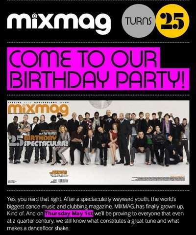 Mixmag 25th Birthday Party - フライヤー表