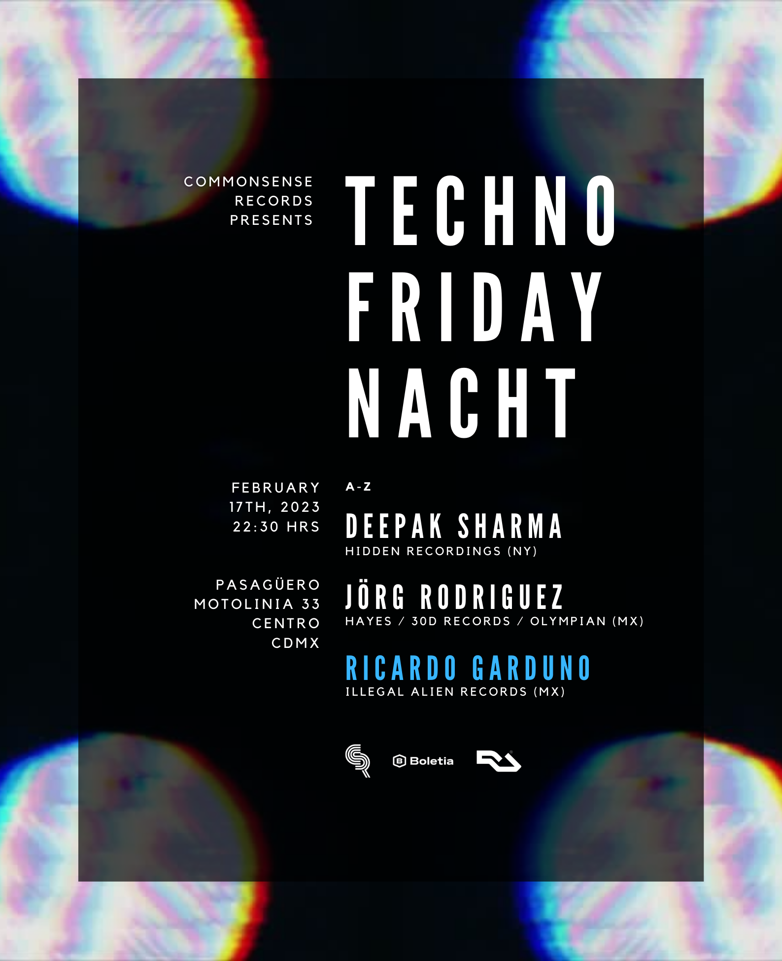 Techno Friday Nacht: Deepak Sharma, Jörg Rodriguez y Ricardo Garduno - フライヤー表