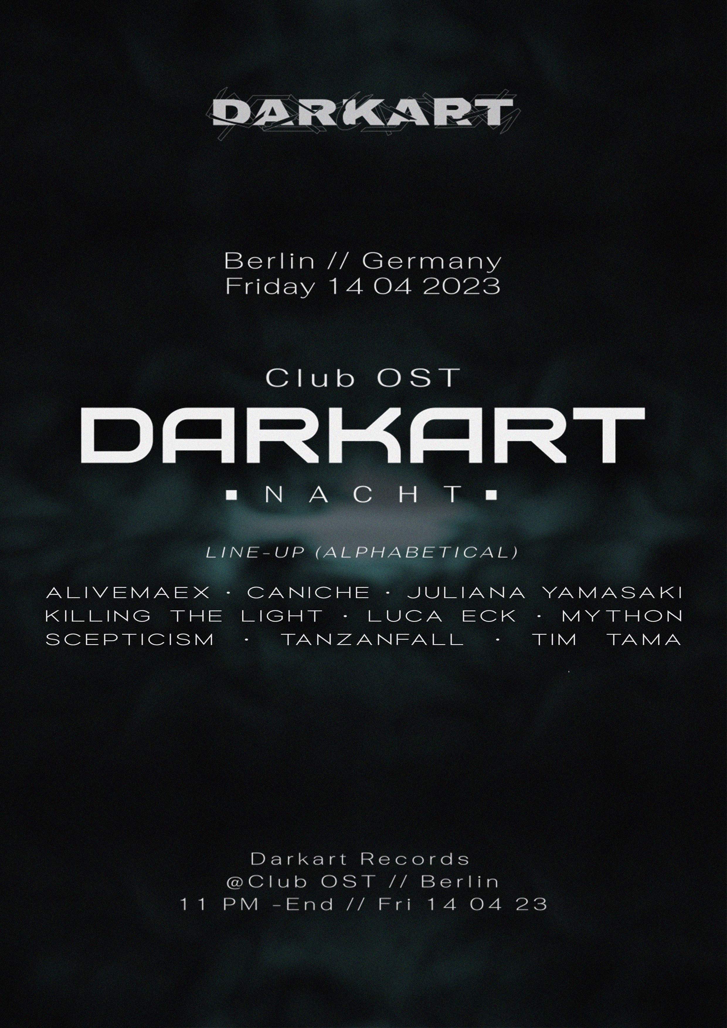 Darkart Nacht w/Tim Tama, Juliana Yamasaki, Luca Eck, Mython @ OST Berlin - Página frontal