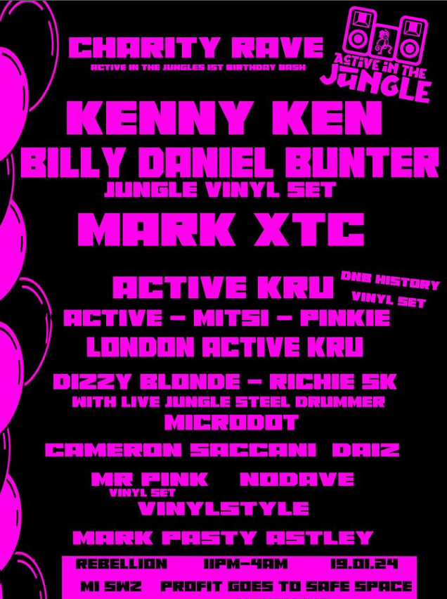 Active In The Jungle 1st Birthday Bash// Charity Rave - Página frontal