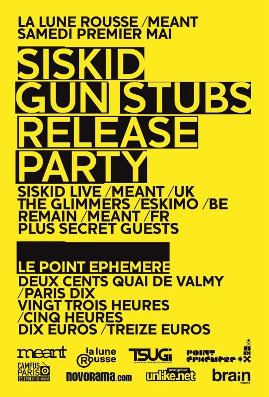 Siskid 'gun Stubs' Release Party - Página frontal
