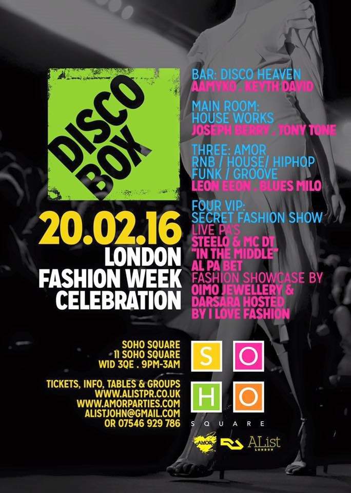 Disco Box Ft. I Love Fashion A London Fashion Week Party - フライヤー表