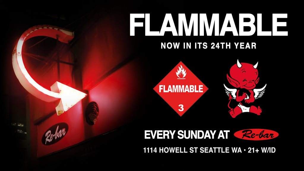 Flammable Sundays at Re-bar with the Men of Leisure - フライヤー表