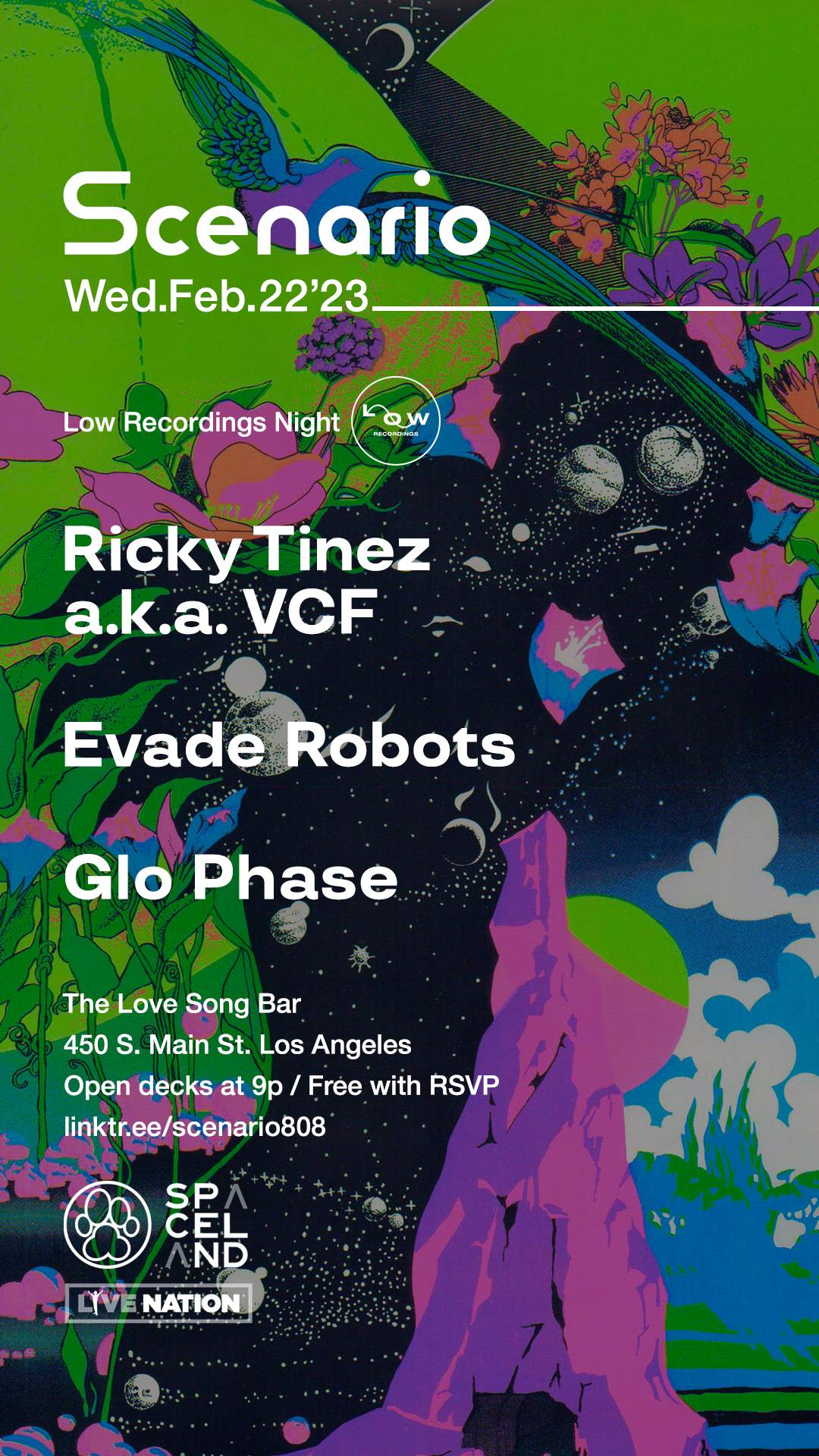 Scenario - Low Recordings with Ricky Tinez aka VCF, Evade Robots, Glo Phase - Página frontal