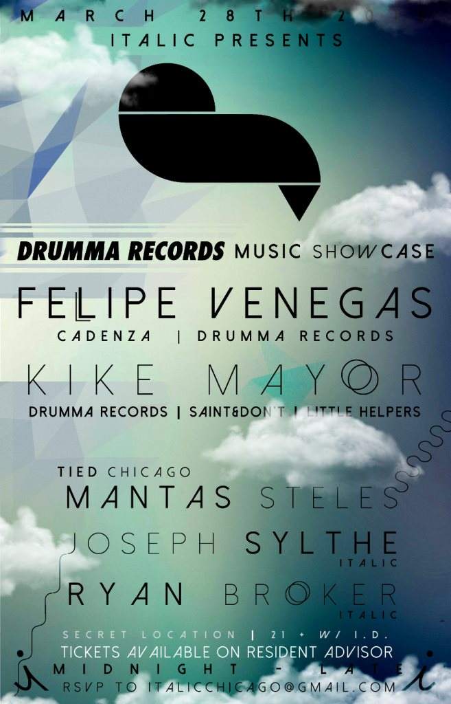 Italic presents... Drumma Records Music Showcase with Felipe Venegas & Kike Mayor - Support By - Página frontal