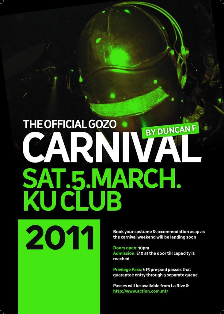 The Official Gozo Carnival Party 2011 - フライヤー表