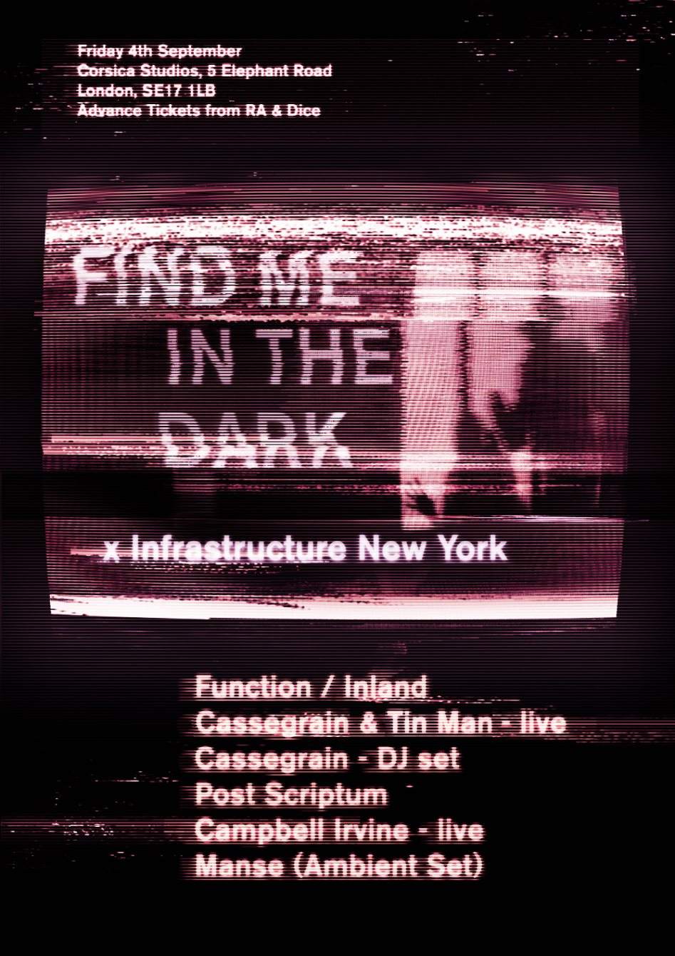 Find Me In The Dark x Infrastructure New York - Página frontal