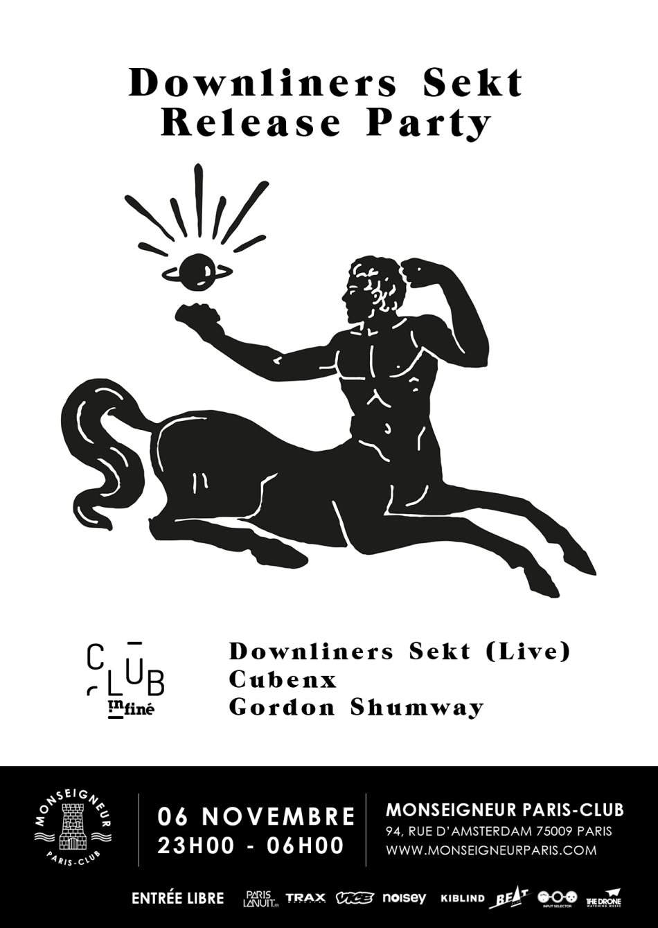 Club Infiné Special with Downliners Sekt (Release Party), Cubenx & Gordon Shumway - フライヤー表