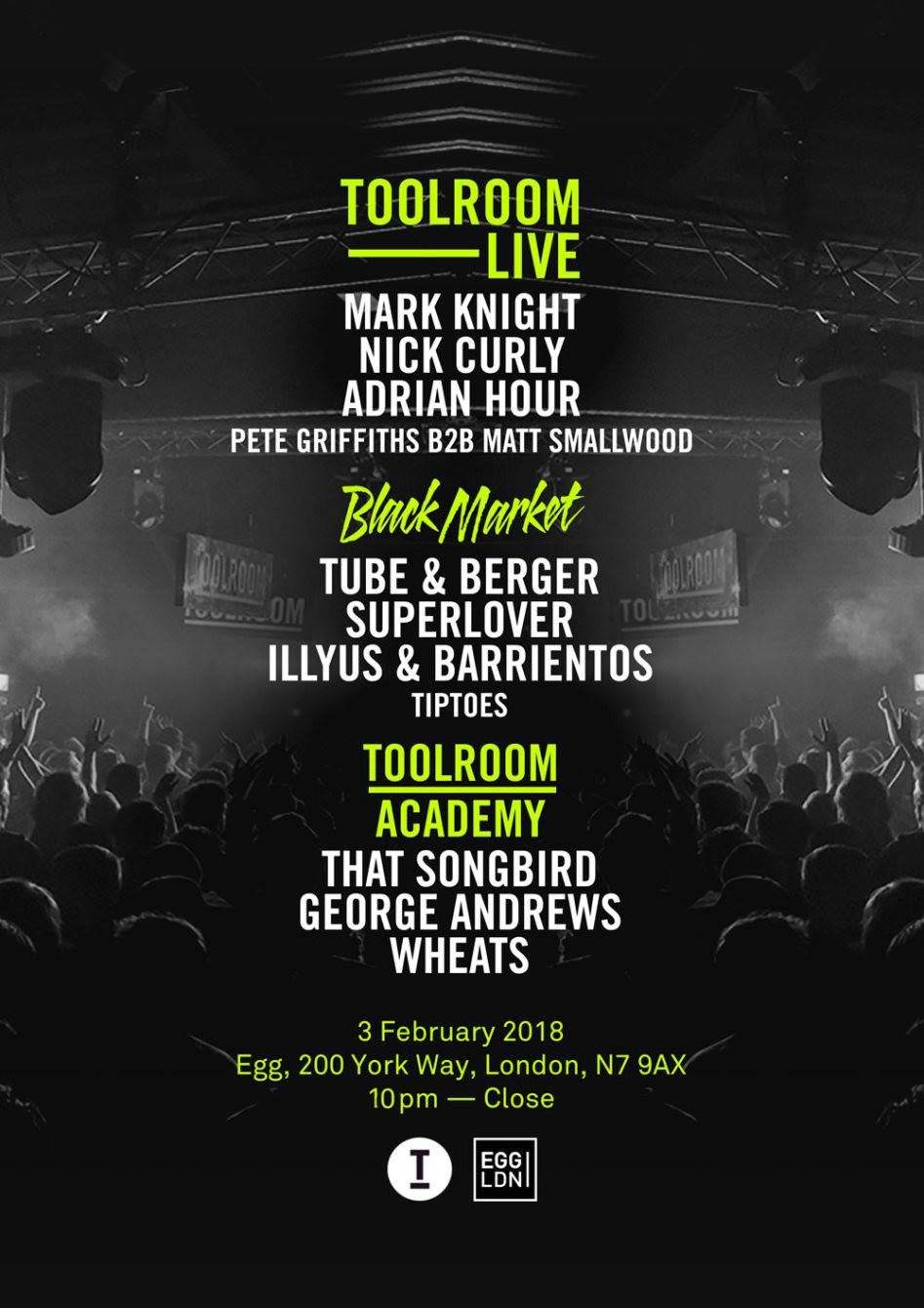 Toolroom Live with Mark Knight, Nick Curly, Adrian Hour, Tube & Berger and More - Página frontal