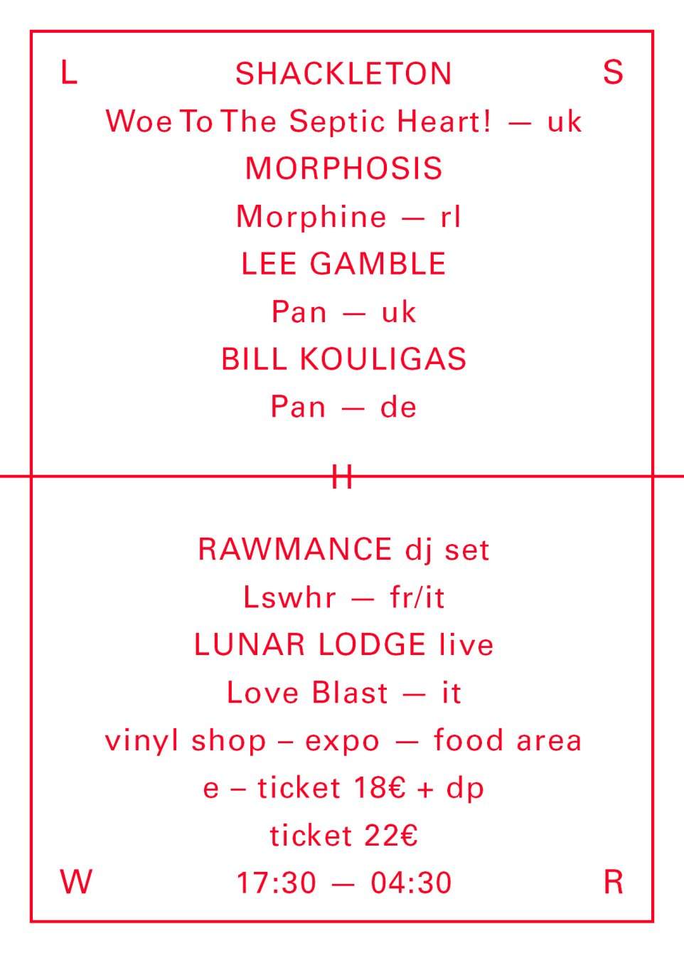 Lswhr presents Nowhere with Shackleton, Morphosis, Lee Gamble and More - Página trasera