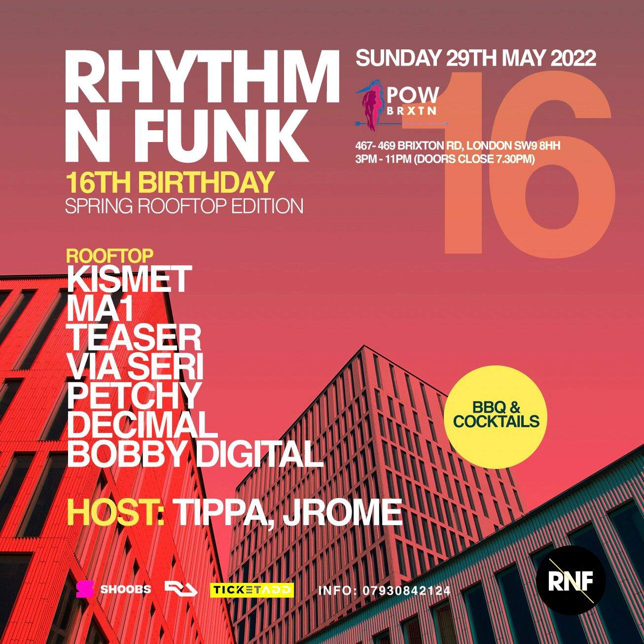 Rhythm n Funk 16th Birthday Rooftop Day Party - フライヤー裏