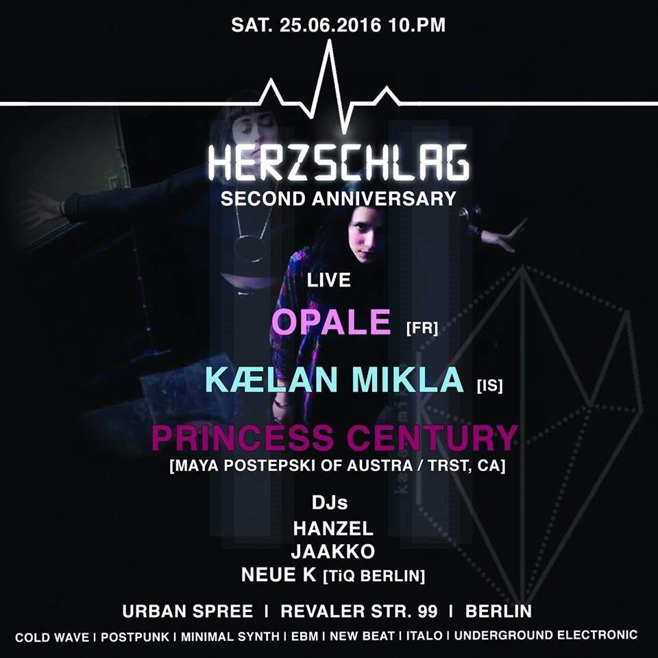 Herzschlag Second Anniversary: Live: Opale, Kælan Mikla & Princess Century - Página frontal