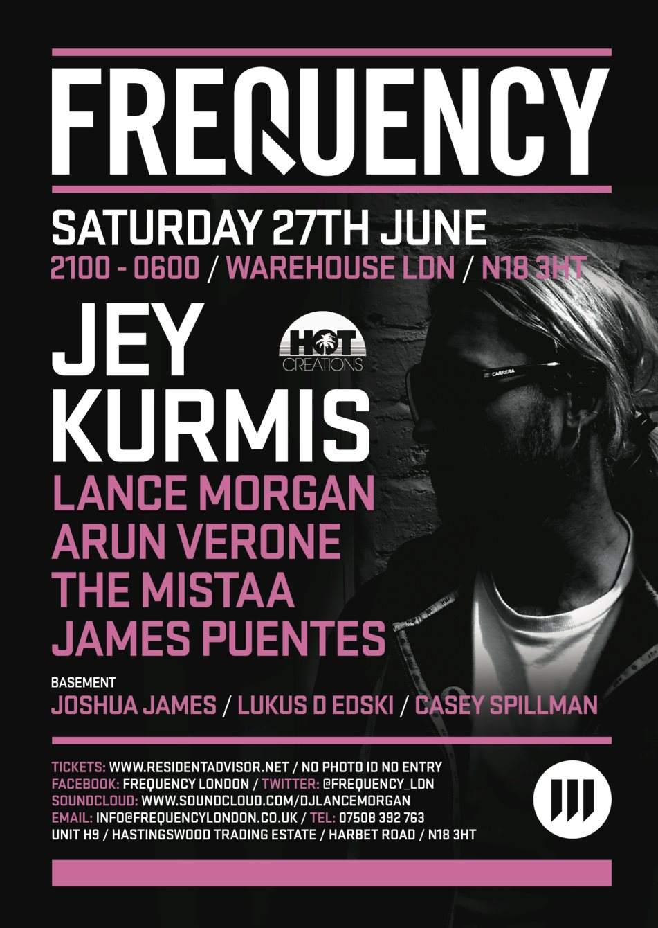 Frequency presents Jey Kurmis (Hot Creations) with Lance Morgan, Arun Verone +More - Página trasera