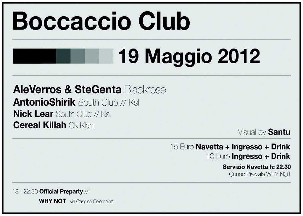 Southclubcollective Pres: Boccaccio Club Show - フライヤー裏