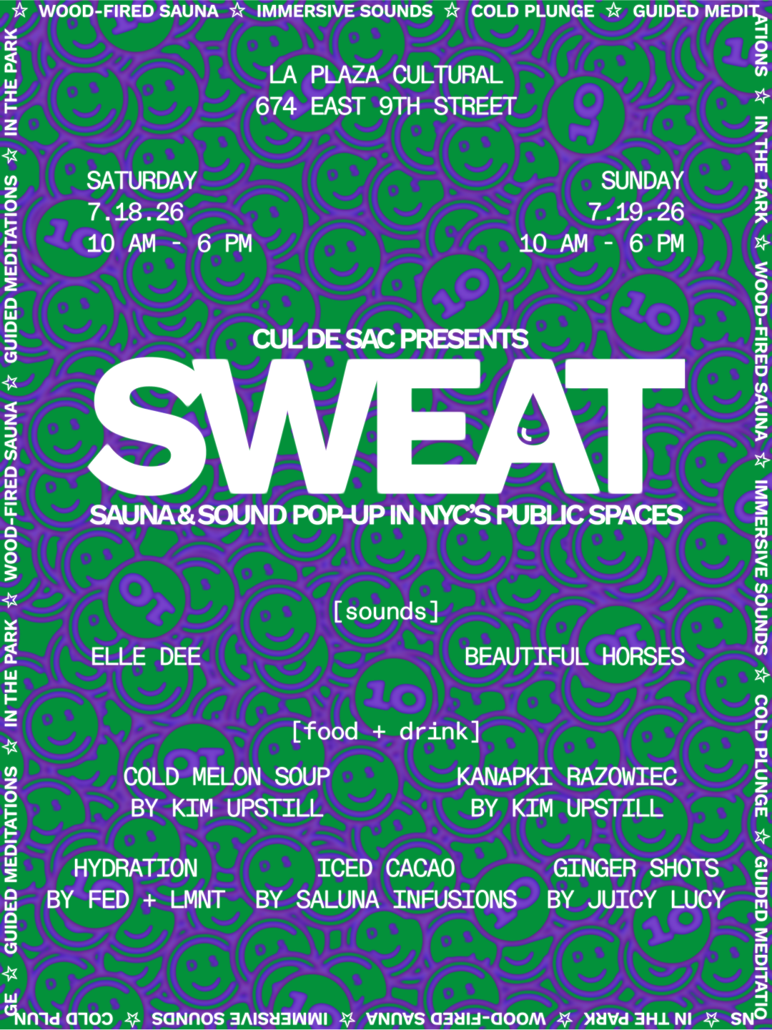 SWEAT #10: A Sauna & Sound Pop Up [Sat + Sun] at La Plaza Cultural