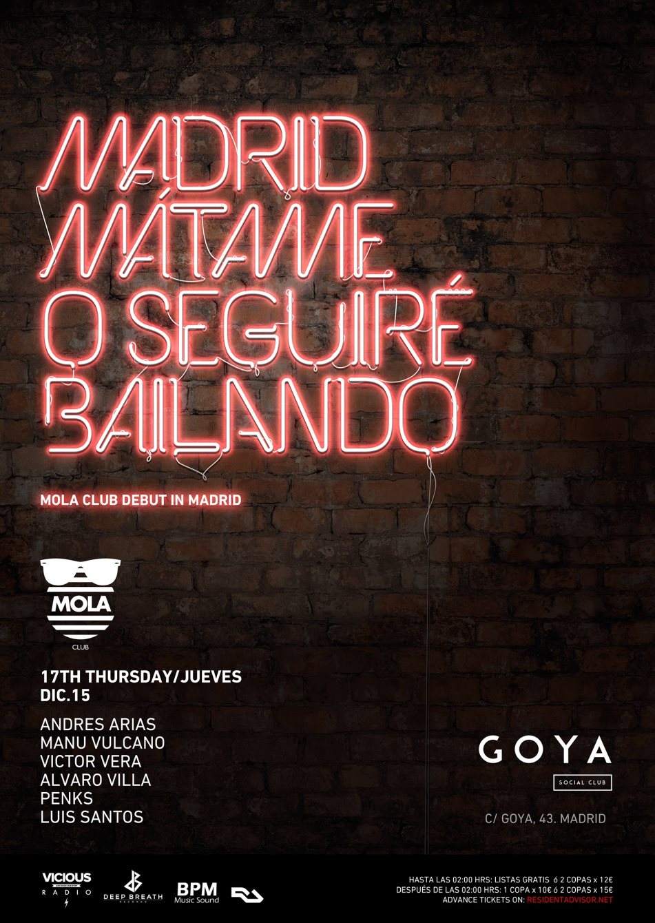 Mola Club Debut in Madrid - フライヤー表