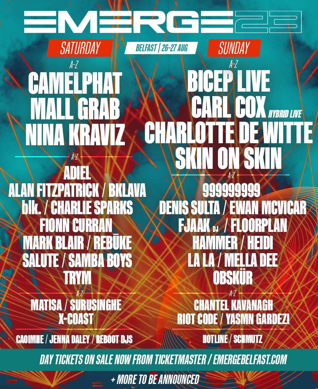 Emerge 2023 • Bicep (Live), CamelPhat, Carl Cox, Charlotte de Witte + more - フライヤー表