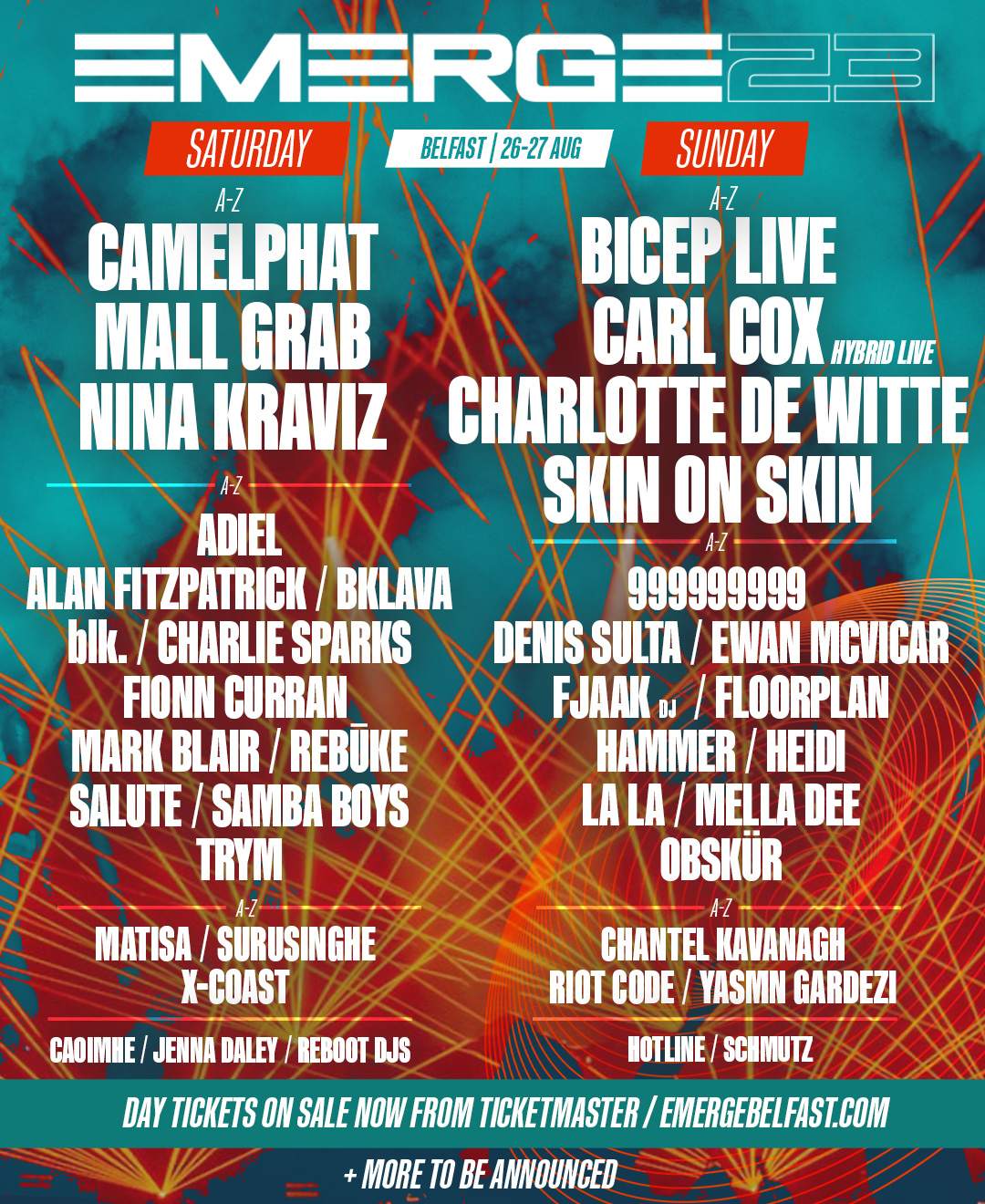 Emerge 2023 • Bicep (Live), CamelPhat, Carl Cox, Charlotte de Witte + more - Página frontal