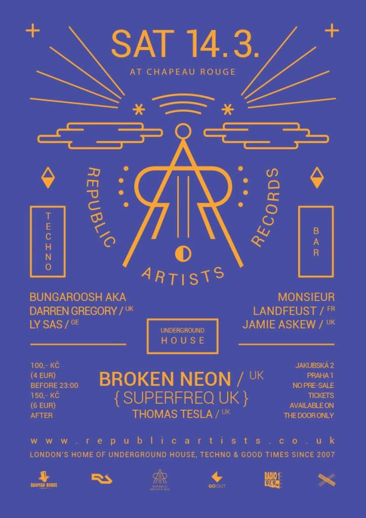 Republic Artists with Broken Neon / UK, Ly Sas / GE, Bungaroosh / UK, Monsieur Landfeust / FR - フライヤー裏