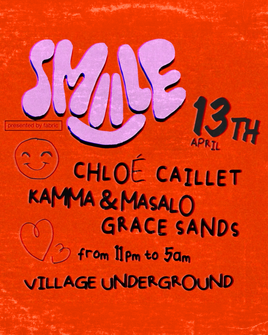 Chloé Caillet pres SMiiLE London: Chloé Caillet, Kamma & Masalo, Grace Sands - フライヤー表