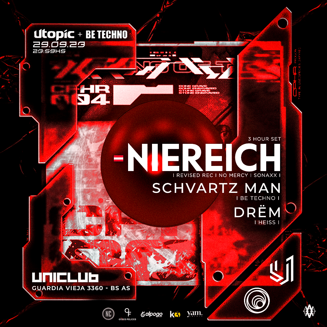 Utopic & Be Techno Pres.: Niereich 3hs set & More - Página frontal