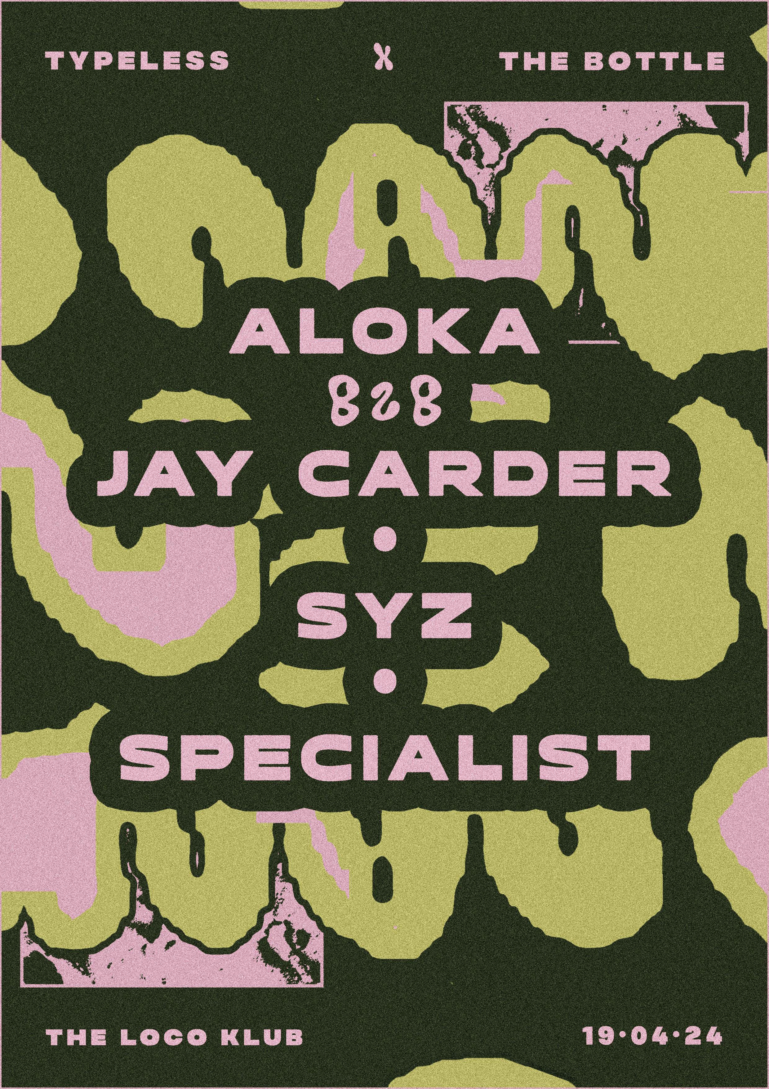 Typeless x The Bottle: Aloka b2b Jay Carder, Syz, Specialist - Página trasera