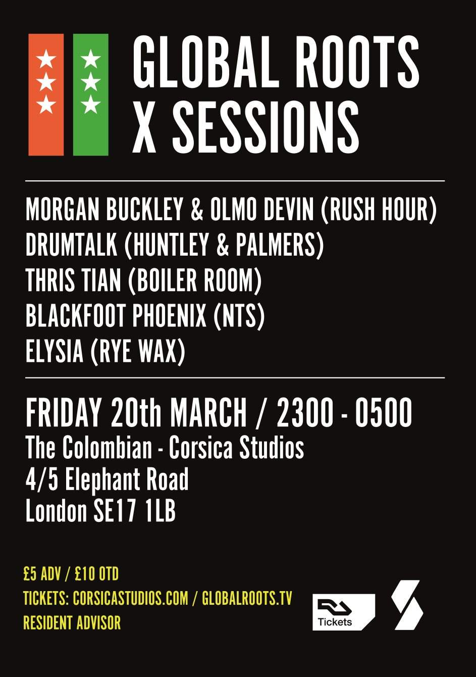 Global Roots x Sessions with Morgan Buckley & OD, Drumtalk, Thris Tian & More - フライヤー表