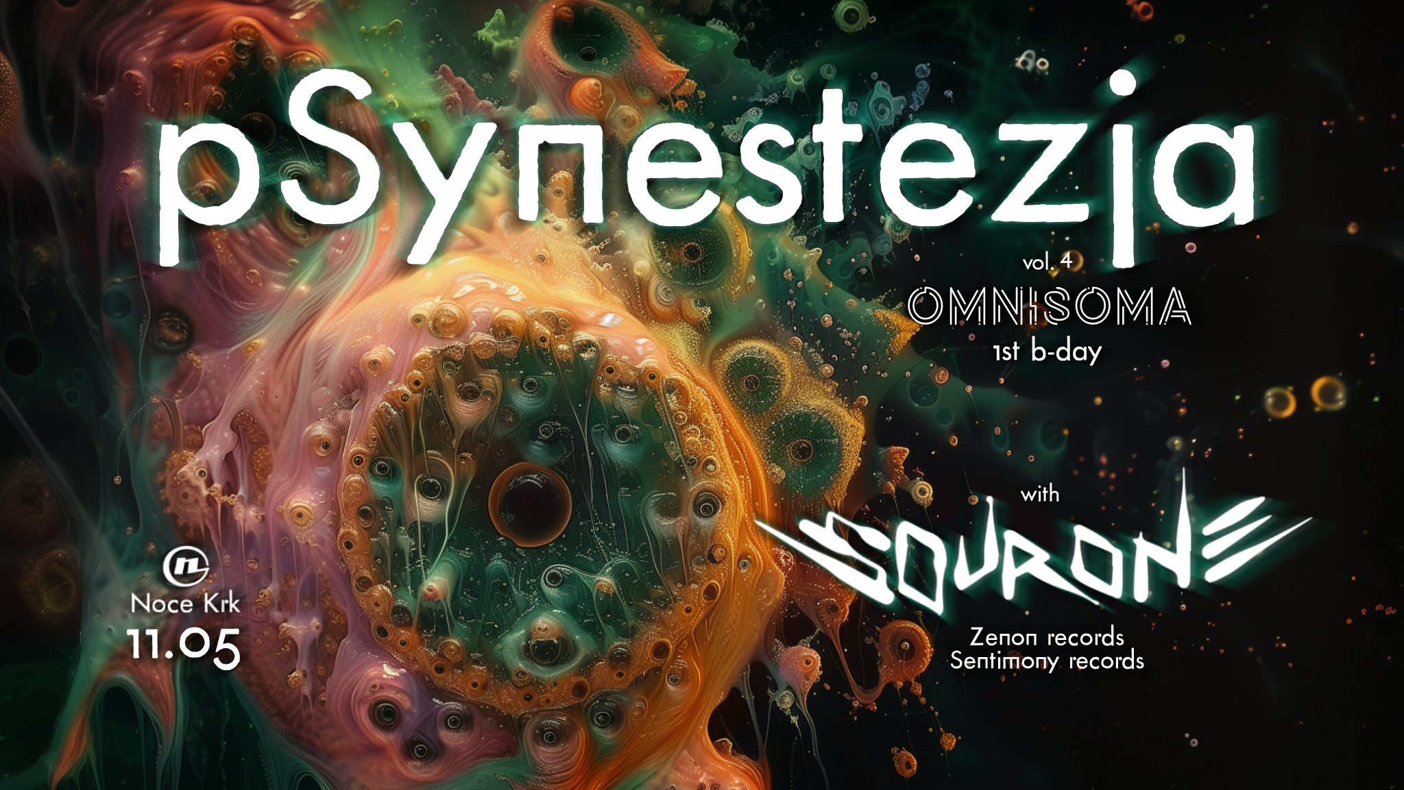 pSynestezja vol.4 x SOURONE (Zenon Records) - Omnisoma 1st BDay - Página frontal