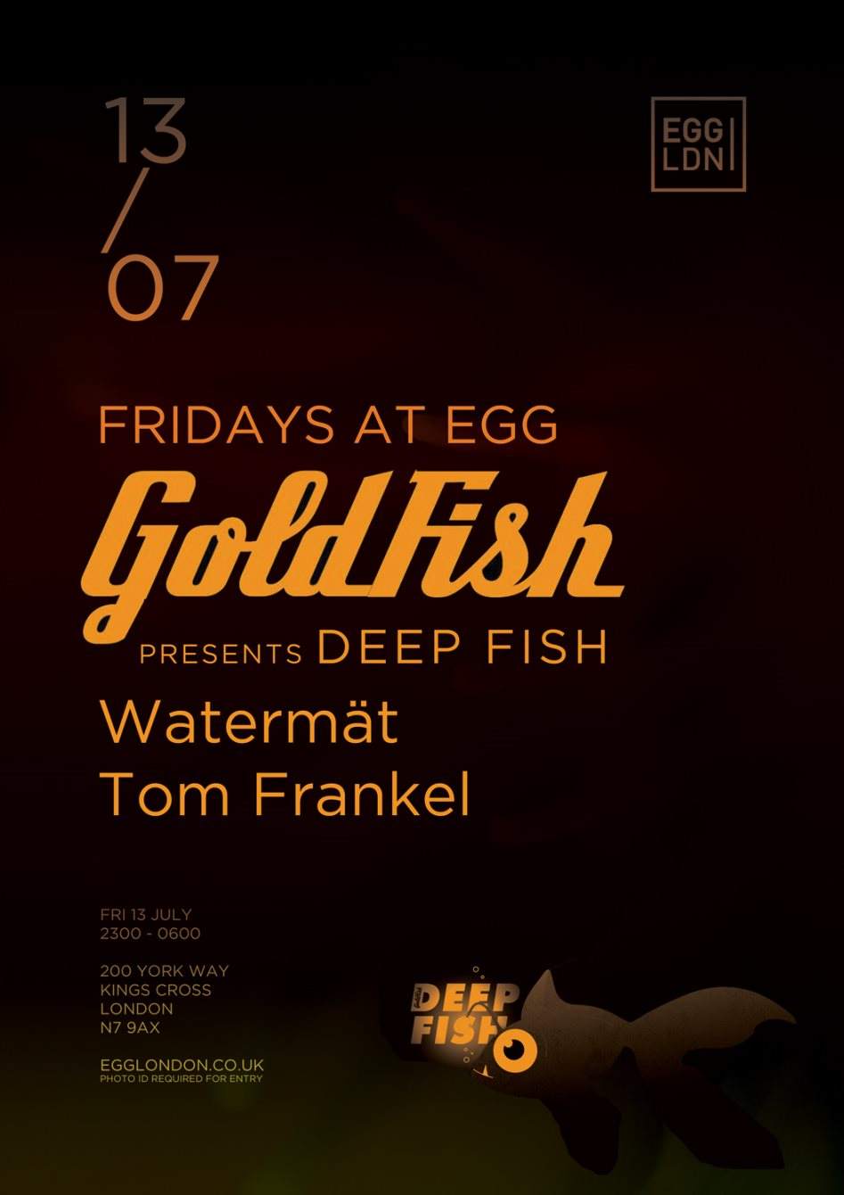 Fridays at EGG: Goldfish (Deepfish Set), Watermät, Tom Frankel - Página frontal
