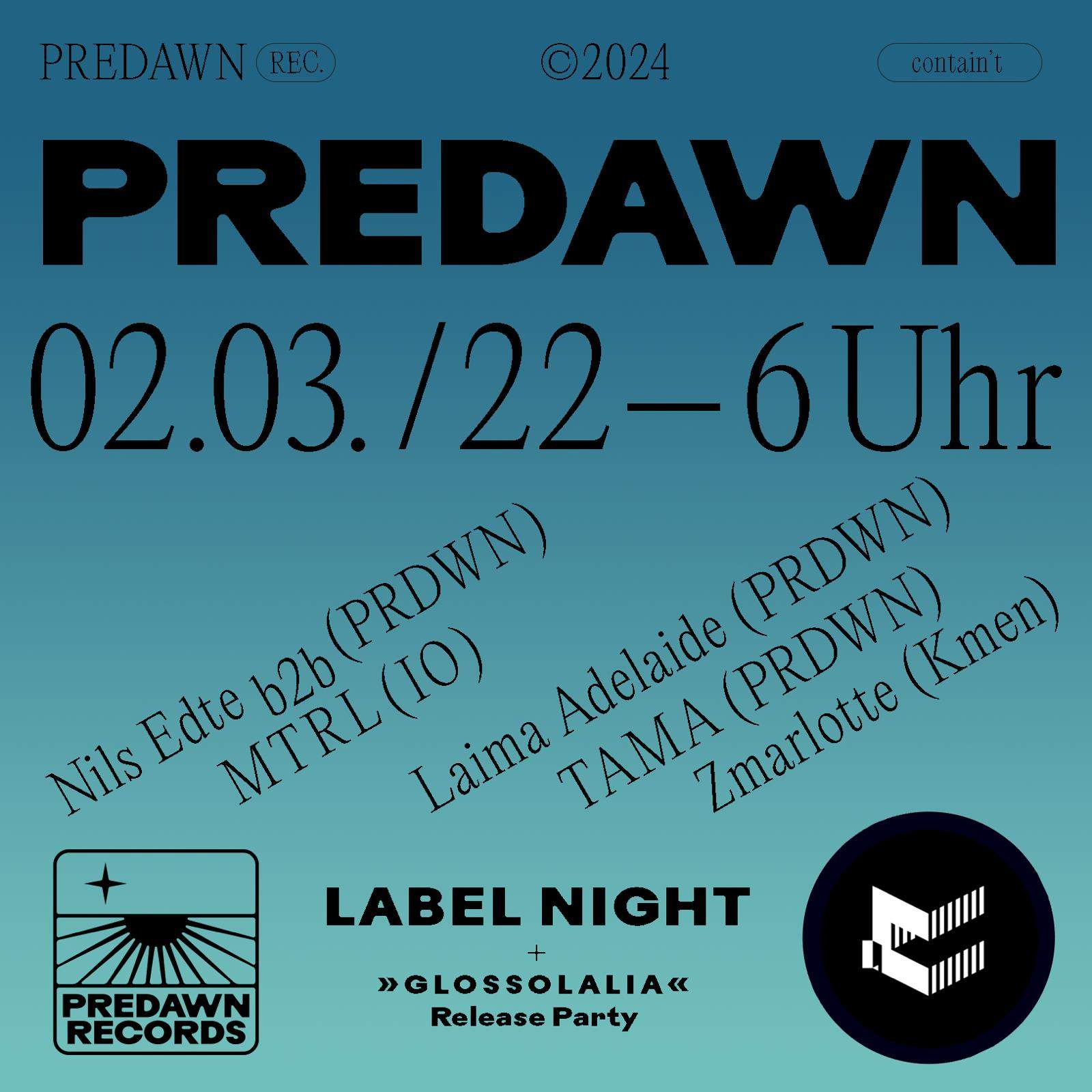 Predawn Label Night - フライヤー裏