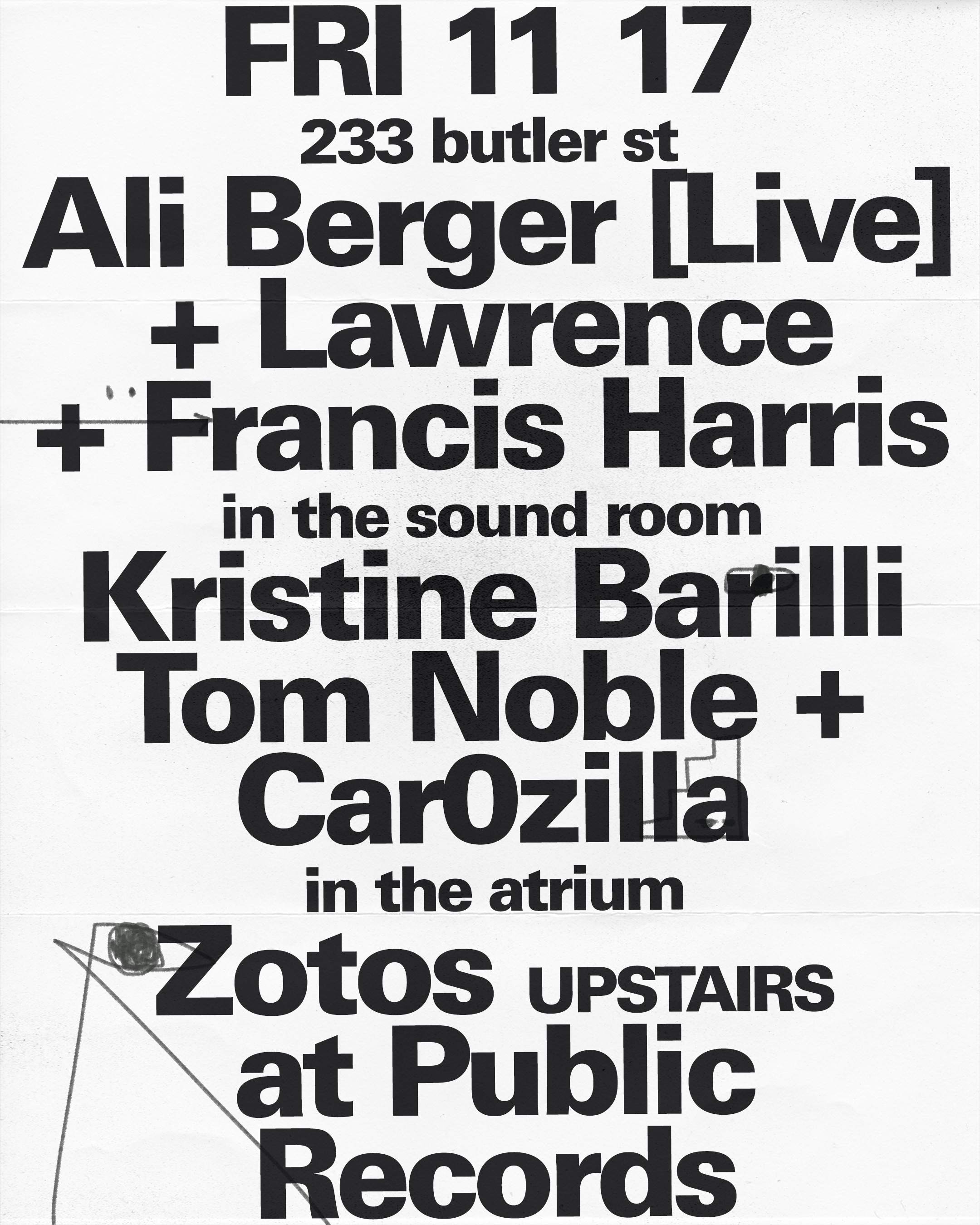 Lawrence + Ali Berger (Live) + Francis Harris / Kristine Barilli  + Friends / Zotos - フライヤー表