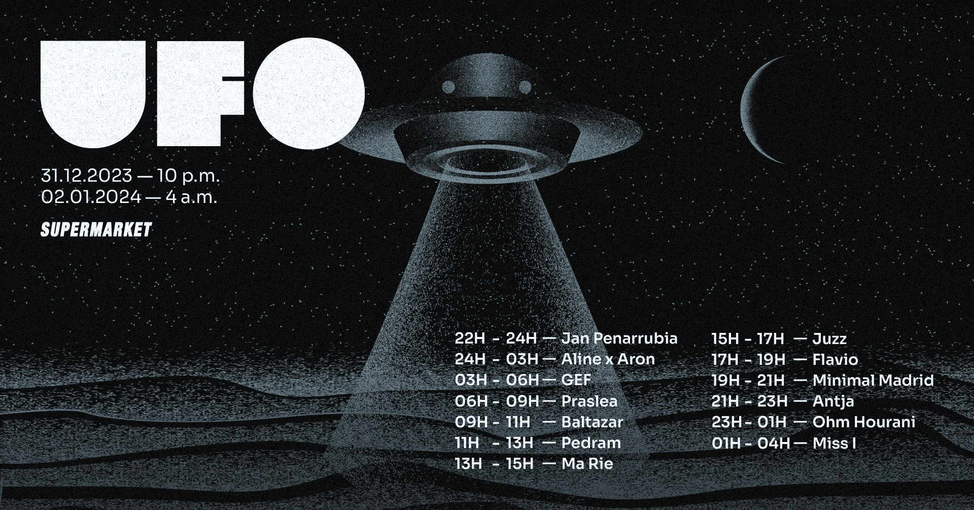 UFO NYE RAVE - A journey through space - Página frontal