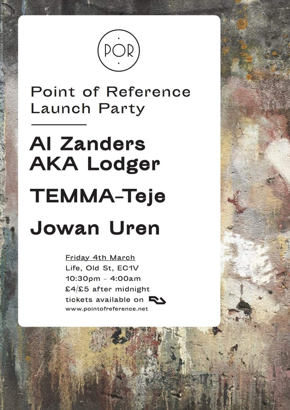 Point of Reference: Lanch Party // Al Zanders aka Lodger, Temma - Teje, Jowan Uren - Página frontal