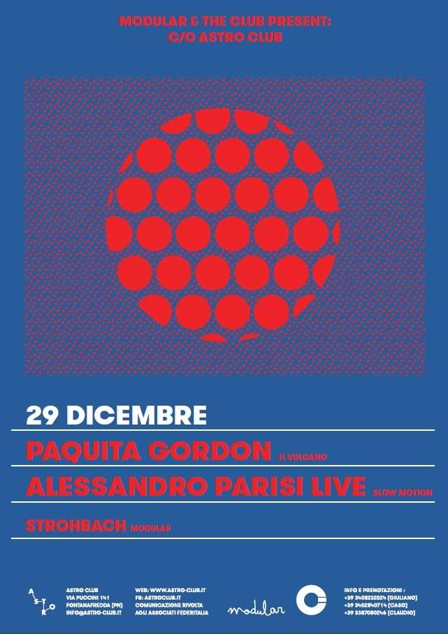 Modular & The Club presentano: Paquita Gordon / Alessandro Parisi Live - フライヤー表