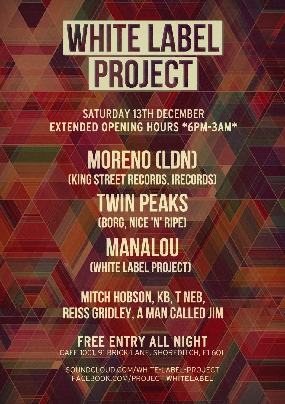 White Label Project Free Xmas Party with Moreno King Street