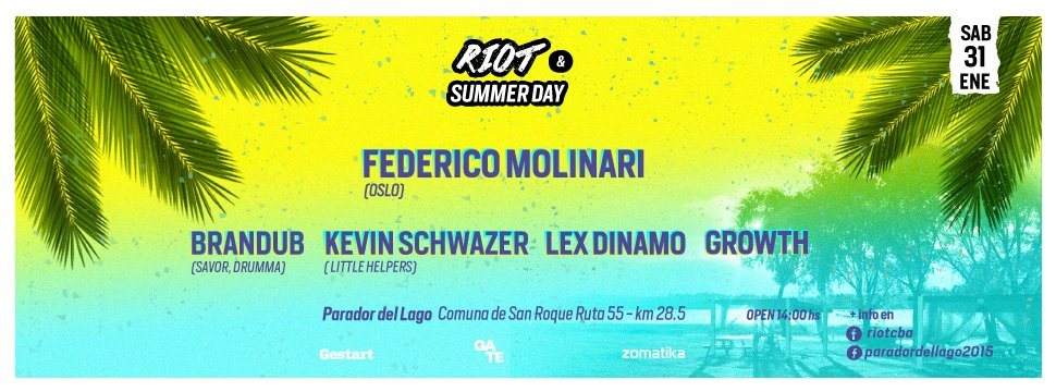 Riot & Summer Day presentan Federico Molinari, Brandub, Kevin Schwazer y mas - フライヤー表