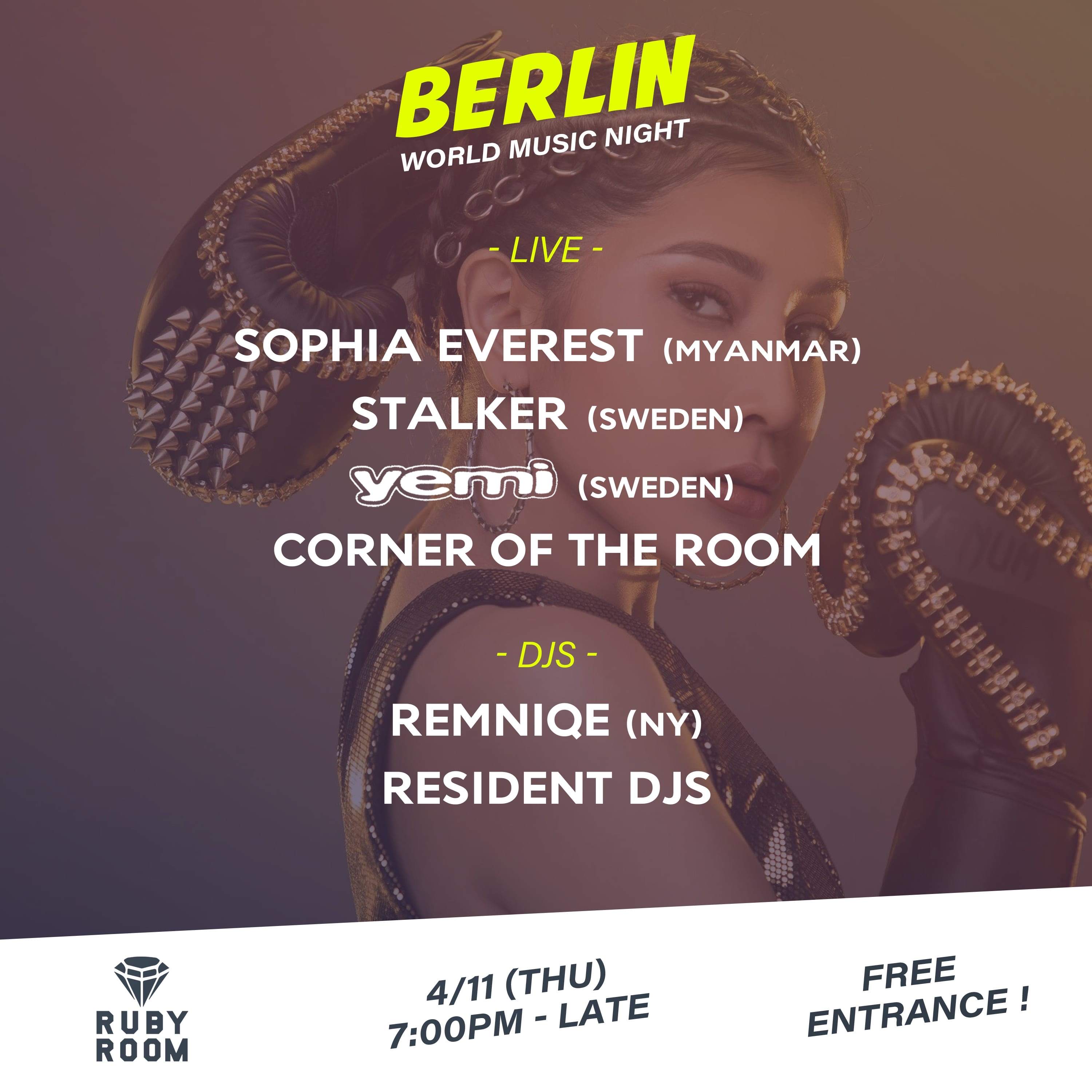 Live Performers + DJs from the World! Free Party at Ruby Room, Tokyo