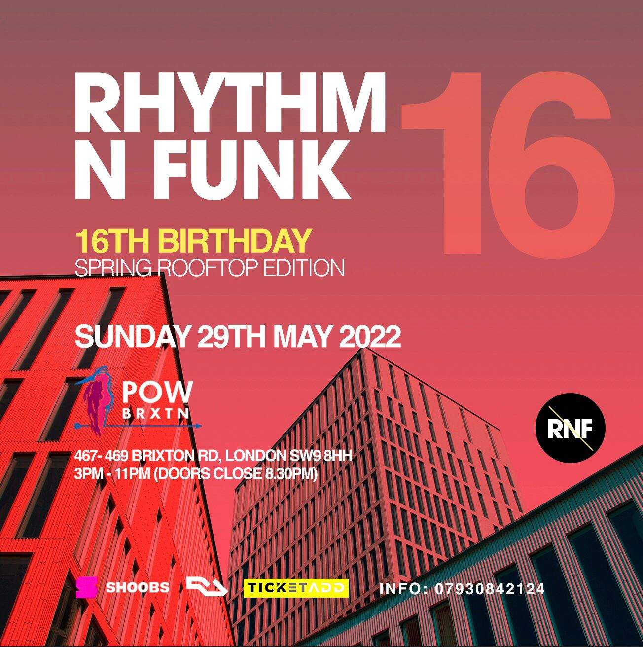 Rhythm n Funk 16th Birthday Rooftop Day Party - フライヤー表