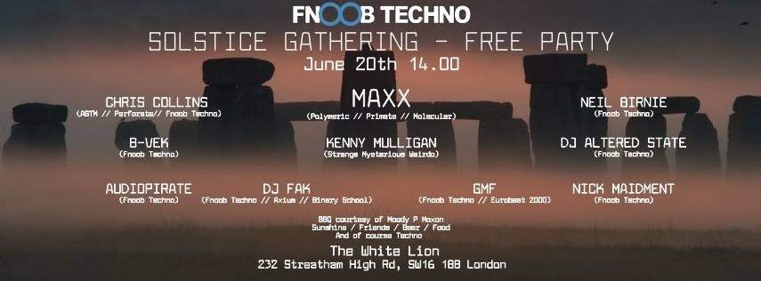 Fnoob Solstice Gathering ~ Free Party! with Maxx, Chris Collins - フライヤー表