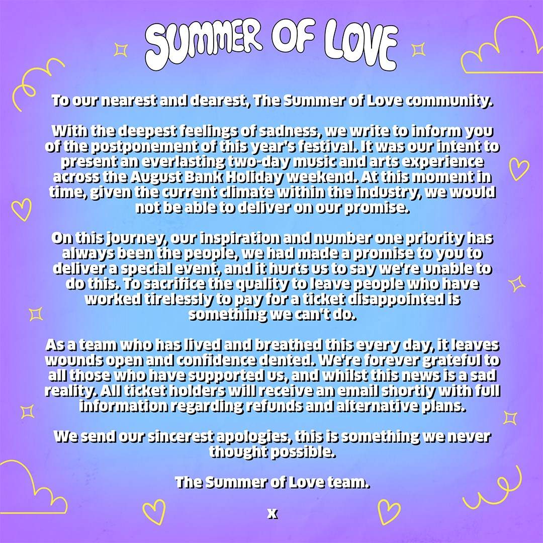 [POSTPONED] The Summer of Love Festival 2022  - フライヤー表