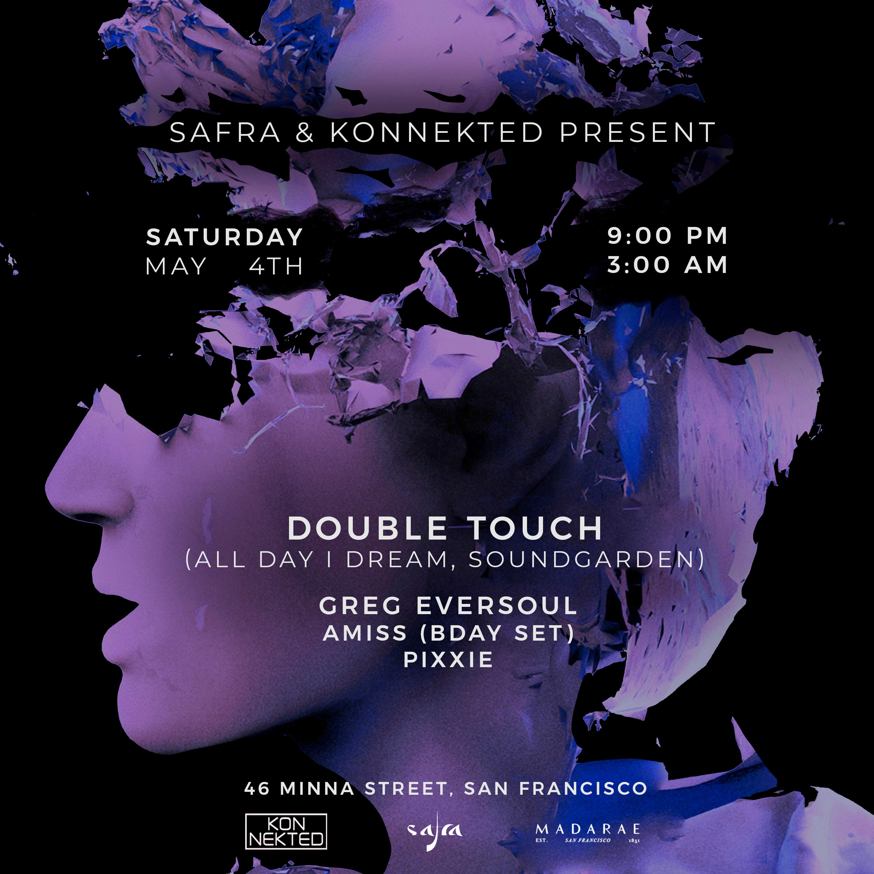 Safra & Konnekted present Double Touch (All Day I Dream) - フライヤー表