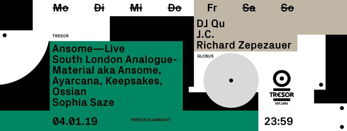 Tresor.Klubnacht with Ansome, South London Analogue Material, DJ Qu - Página frontal