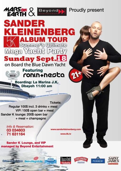Sander Kleinenberg 5k Album World Tour Boat Party - Página frontal